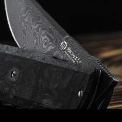 Maserin Silver 410 Fat Carbon Damascus Folding Knife -Outdoor Equipment MAS410DNdet4 96962.1689327732