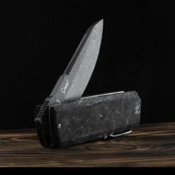 Maserin Silver 410 Fat Carbon Damascus Folding Knife -Outdoor Equipment MAS410DNdet 21483.1689327732