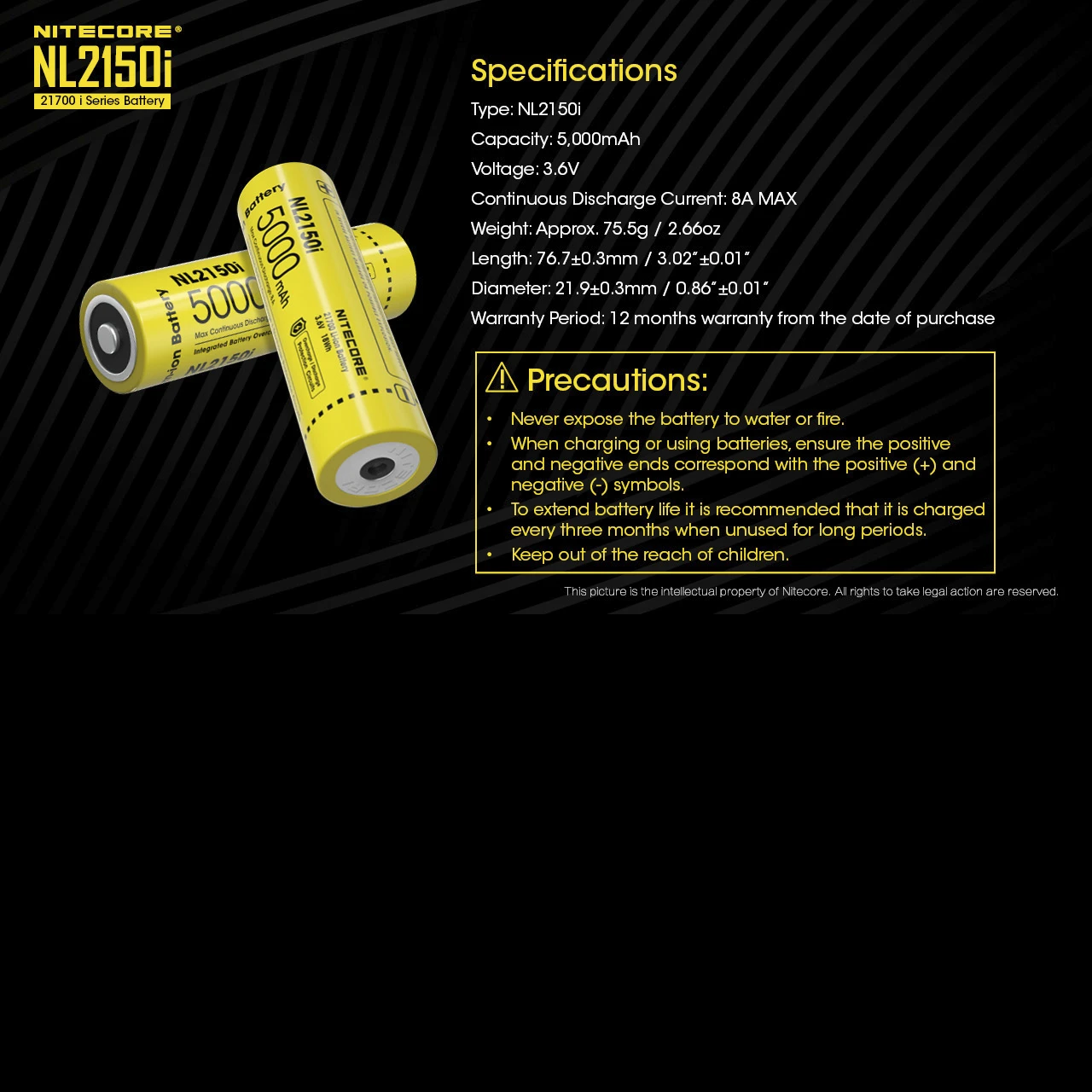 Nitecore 21700 I Series Li-ion Battery 5000mAh NL2150i 7 Nitecore 21700 I Series Li-ion Battery 5000mAh NL2150i - Image 5